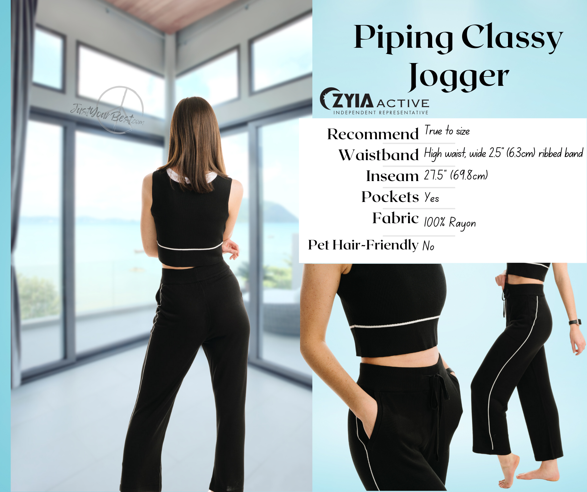 Zyia Jogger in a Bottle 2 in Lilac and Black